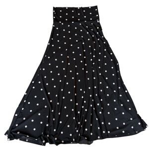LuLaRoe Black Polka Dot Maxi Skirt - Women's Flared Skirt
